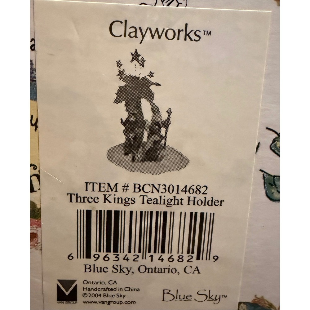 Blue Sky Clayworks Three Kings Tealight Holder 2004 Handcrafted - Picture 7 of 7